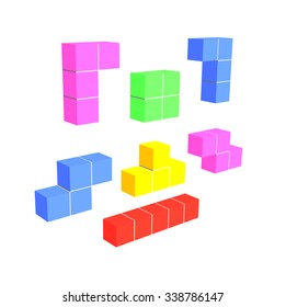 3D Tetris Game Colorful Cubes