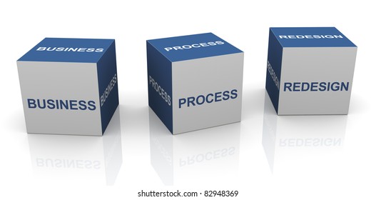 3d text cubes of BPR - Business process redesign