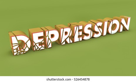 3d text depression broken into pieces