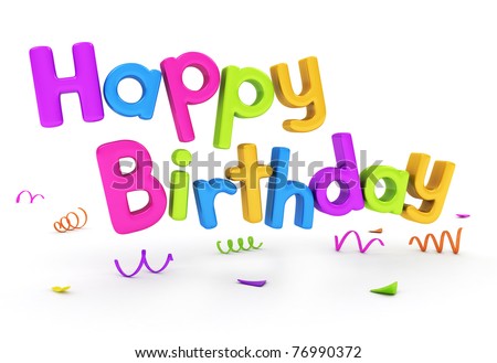 3 d text featuring words happy birthday stock illustration 76990372