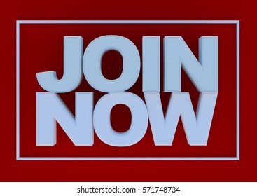 3d text join now  on red background