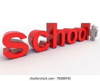 3d text and a man