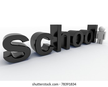 3d text and a man