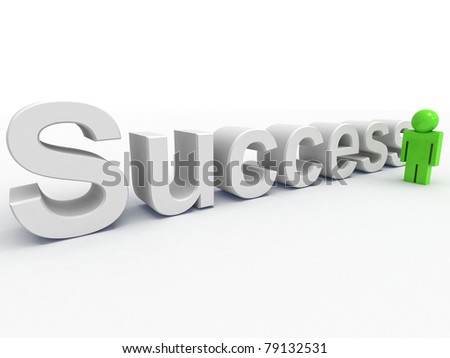 3d text and a man