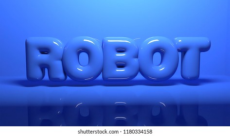 3d text render letter robot on blue background