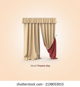 3d Theatre Curtain Repreesnt World Theatre Day.