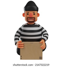 3D Thief Cartoon Illustration With A Sneaky Smile