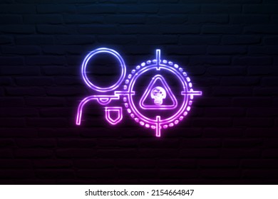 3D Threat Hunting Icon Neon Sign