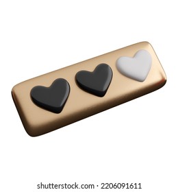 3d Three Hearts Icon. Review, Feedback, Customer Rating And Satisfaction Concept. High Quality Isolated 3d Render