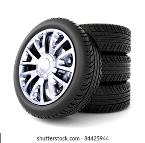 3d Tires Isolated On White Background