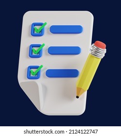 3d ToDo List Icon Illustration