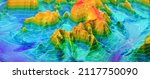 3D Topographic height map, geology survey. Topographic cartography, contour map, 3D relief. abstract geographic resource map with mountains. 3D rendering