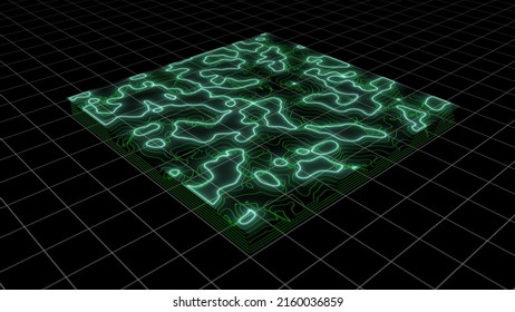 3D Topographic Map. Abstract Background Of Topographic Map. Contour Map. Valleys And Mountains. Geography Concept. Wavy Backdrop. Animated Topography. 3d Rendering