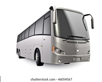 3D Tour Bus Isolated On White. No Trademarks