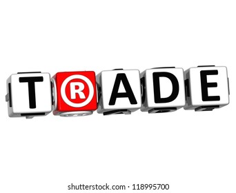 3D Trade Button Click Here Block Text over white background