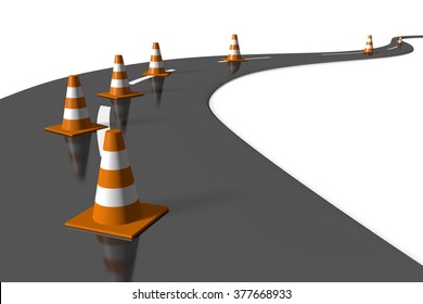 3D traffic cones and a road - great for topics related with cars, driving etc. - Powered by Shutterstock