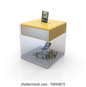 3d Transparent Donation Box With Dollar Notes