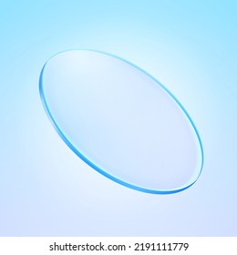 3d Transparent Glass Disk Over Blue Background