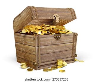 3D. Treasure Chest, Wealth, Gold.