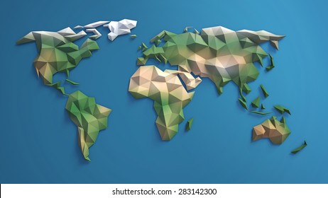 3d triangular world map
