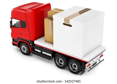 3d Truck Packages Delivery On White Stock Illustration 142527481 ...