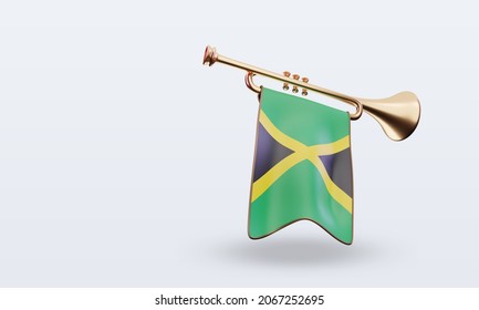 3d trumpet Jamaica flag rendering left view