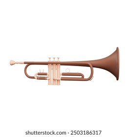  3d Trumpet. musical instrument 3d illustration. Polished Brass Trumpet on a white background. brass trumpet 3d. 