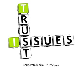 3D Trust Issues Crossword On White Background