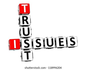 3D Trust Issues Crossword On White Background