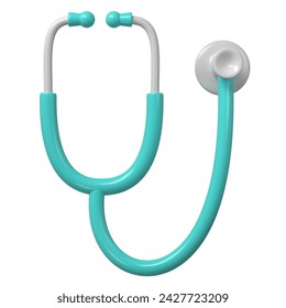 3d turquoise stethoscope icon. Render Illustration medical tool. Symbol concept of healthcare industry. 3D Illustration - Powered by Shutterstock