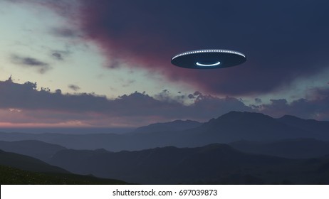 3d Ufo Over Mountains Stock Illustration 697039873 | Shutterstock