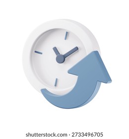 3D uptime clock icon representing service availability monitoring and operational time tracking.