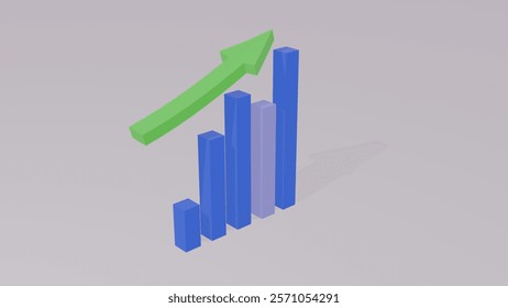 3d upward progress business chart arrow