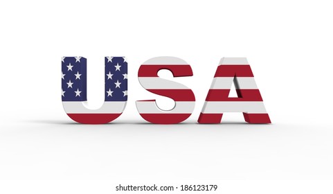 3D USA Text Flag