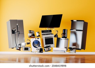 3d variety of home appliances concept design