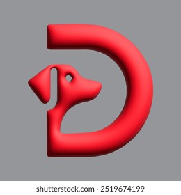 3D Vector Logo Design Combination Letter D dog red color Modern Minimalist - Powered by Shutterstock