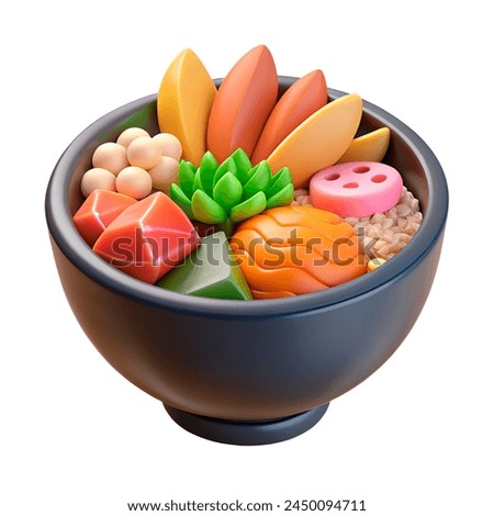 3D vegetable on white background