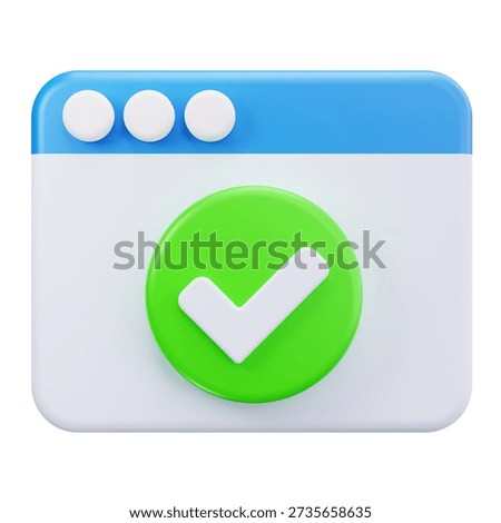 3D Verified Browser Window Approval Icon