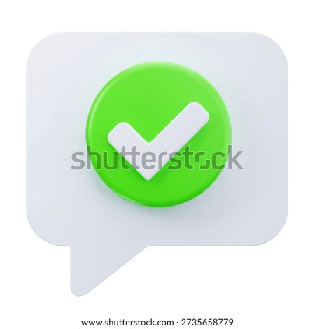 3D Verified Chat Message Approval Icon