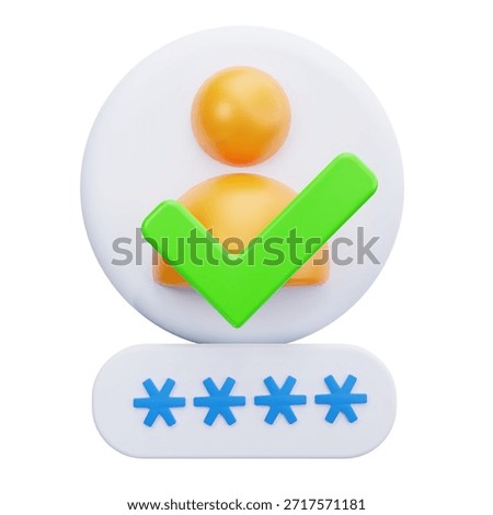 3D Verified User Password Security Approval Icon