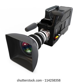 3d Video Camera On White Background