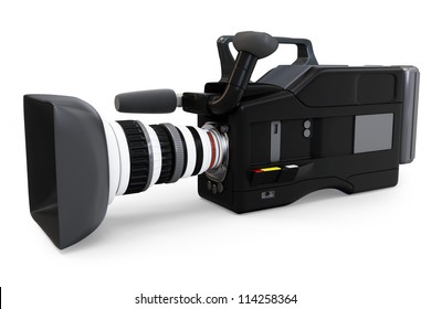 3d Video Camera On White Background