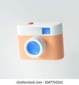 3D Vintage Camera On Isolate White Background. Photography Concept Of A Camera Symbol. 3d Render Illustration