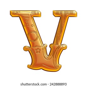 3d Vintage Letter V Yellow Orange Stock Illustration 242888893 ...