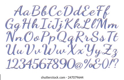 3d Violet Metal Full English Alphabet Stock Illustration 247079818