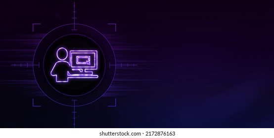 3D Virtual Desktop Icon Neon Sign