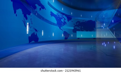 3D Virtual News Studio Background. 3d Rendering