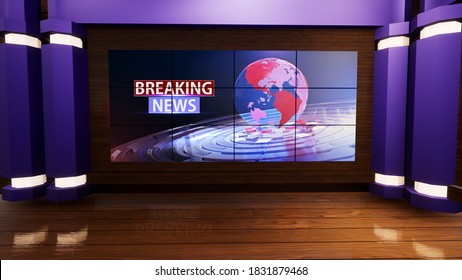 3d Virtual News Studio, 3d Illustration