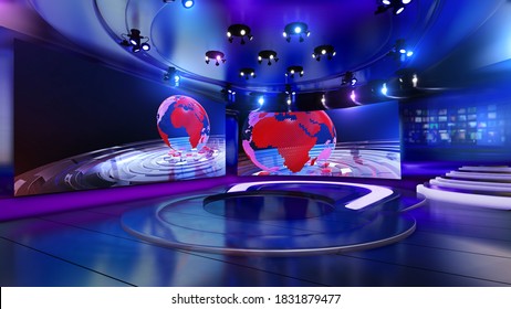 3d Virtual News Studio, 3d Illustration