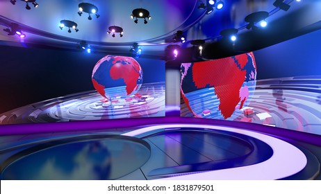 3d Virtual News Studio, 3d Illustration